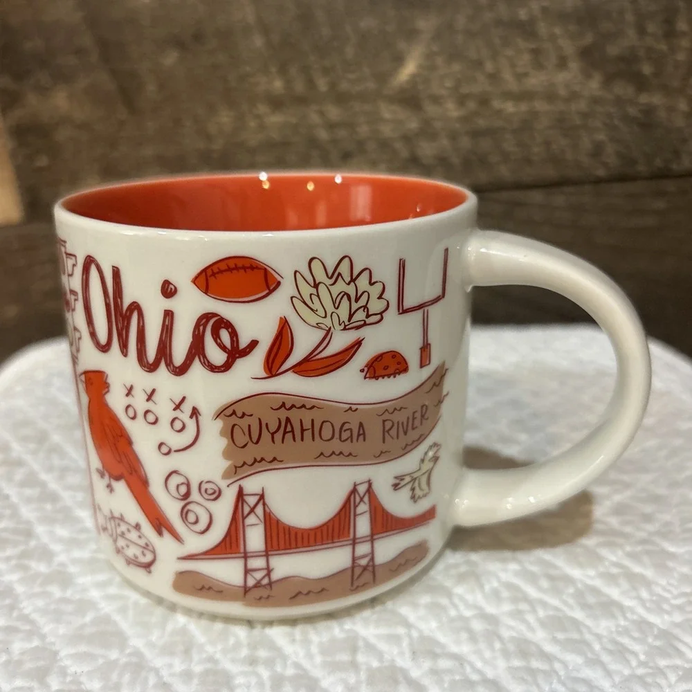 Starbucks Ohio Mug Been There Series 2017 White Red Coffee & Tea Original